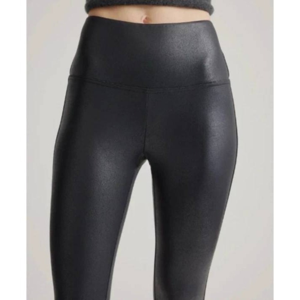 Quince Womens XL Ultra-High Rise Faux Leather Leggings Black Stretch Edgy